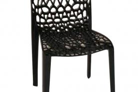 Locatie Stoel Coral is een ontwerp van Ton Haas en is uitgevoerd in zwart kunststof . De stoel is ook leverbaar in taupe en oranje