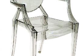 Locatie Stoel Louis Ghost is een ontwerp van Philippe Starck en is uitgevoerd in transparant kunststof. De stoel is ook leverbaar in zwart