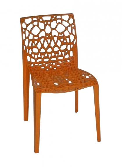 Location Stoel Coral is een ontwerp van Ton Haas en is uitgevoerd in oranje kunststof -  taupe en zwart