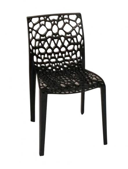 Location Stoel Coral is een ontwerp van Ton Haas en is uitgevoerd in zwart kunststof . De stoel is ook leverbaar in taupe en oranje