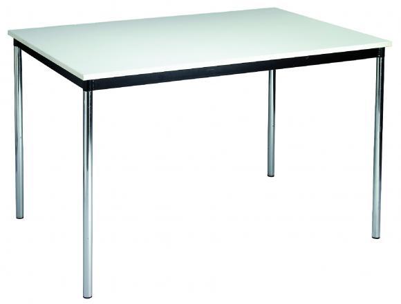 Location Tafel Tablo heeft een chromen onderstel en een wit tafelblad 200x100x75